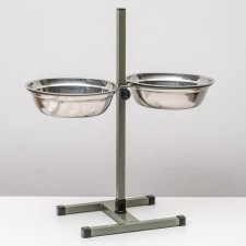 Stand with bowls, 2 x 2 l, height 50 cm, collapsible, green