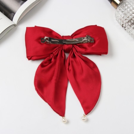 Hair hairpin "Julia" double bow, 18x15 cm, red-1
