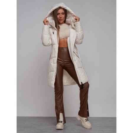 Coat insulated winter female, size 44, beige color-13