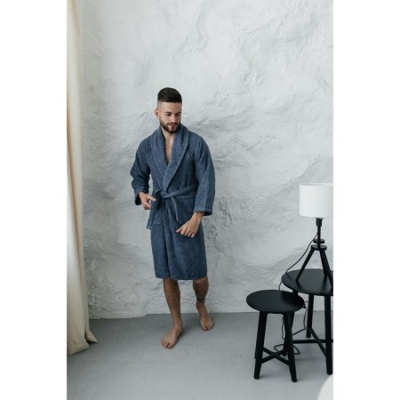 Terry dressing gown, size 48, blue color-1