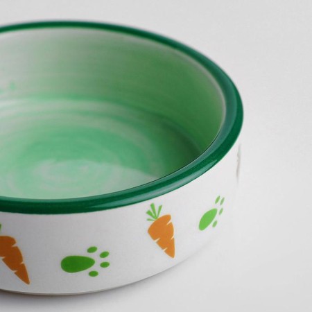 Ceramic bowl with carrots 100 ml 8.8 x 8.8 x 3 cm, green-white-3