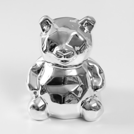 Piggy bank Ceramics "Bear 3D" silver 11x9.5x14.3 cm-4