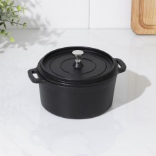 Cast iron pan Volcano, 18 × 14 × 6.5 cm, on a stand, for feed, black color Black