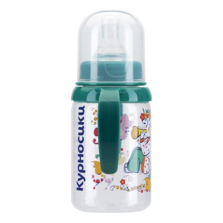 A bottle for feeding with handles and silicone bowl of milk, 125 ml, mix-3
