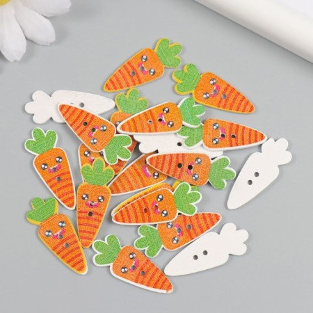 Buttons wood for creativity 2 punctures "Carrot-Smail" set 20 pcs 1.3x3.5 cm-2