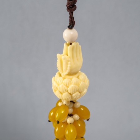 Suspension plastic, textile "Hands and lotus" 4x4x32 cm-1