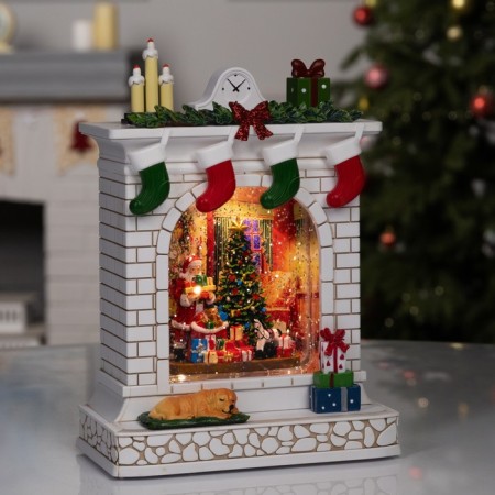 LED figure "Wonderful fireplace", 26x10x18 cm, music, aah3, USB, glow warm white