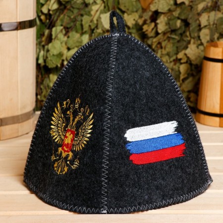 Шапка для бани "Герб. Горд быть русским" с вышивкой