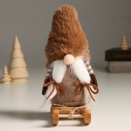Interior doll "Granny in a fur cap on a sled" 22.5 cm-5