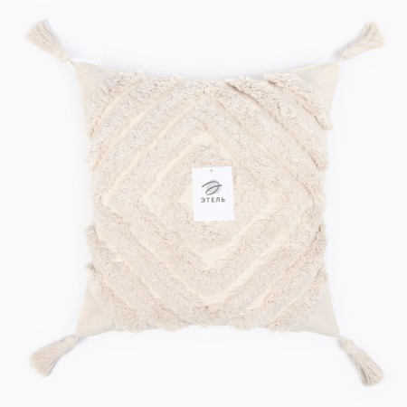 Decorative pillowcase "Ethel" BOHO, 45x45 cm, milk color, 100% cotton-4