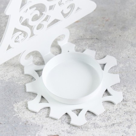 Climb "Christmas tree with stars" metal per candle, 6.6x10x13 cm, white-3