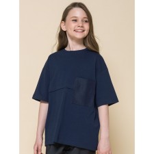 T-shirt for girls, height 122 cm, dark blue color