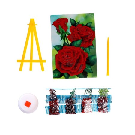 Diamond mosaic with partial filling on the stand “Rose”, 13 x 19 cm, cardboard-2
