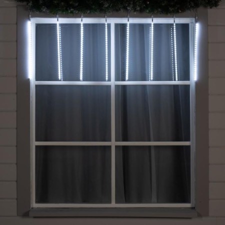 Garland "icicles" 2.5 × 0.5 m, IP65, transparent thread, 288 LED, white glow with a drain effect, 12 V effect-2