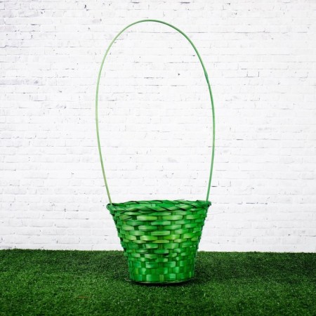 Wicker basket, bamboo, green-1