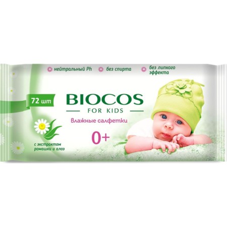Wet napkins Biocos for Kids, children's, mix color, 72 pcs.