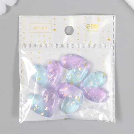 Decor for creativity plastic "Hearts with glitter" lilac-blue 2.8x2.4 cm-4