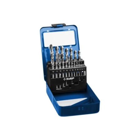 Set of drill on metal bison, p6m5, cylindrical shank, 1-10 mm, 19 pcs, class a, case