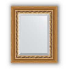 Mirror with fatset in a baguette frame - aged gold with weaving 70 mm, 43 x 53 cm, evoForm