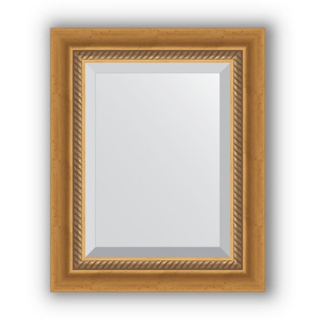 Mirror with fatset in a baguette frame - aged gold with weaving 70 mm, 43 x 53 cm, evoForm