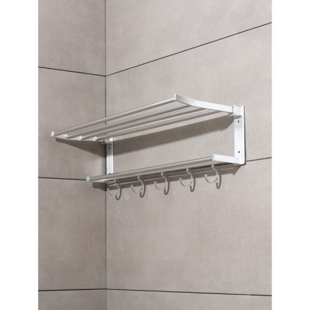 Foal shelf with a holder of towels, 5 moving hooks, 59.5 × 20.5 × 15 cm, aluminum-6