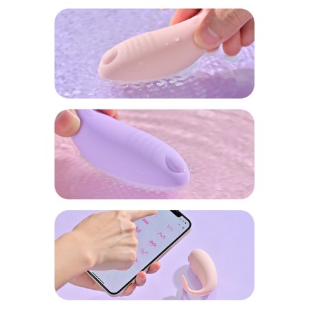 Vibro -yard with clitoral stimulation, G spot, ZU USB, App control, Soft silicone, purple 10619-8