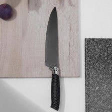 Kitchen knife with anti-wagoning coating of the “super-tack” shares, blade 20 cm, black color