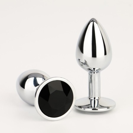 Anal traffic jam-hoods, silver, black crystal, d = 28 mm