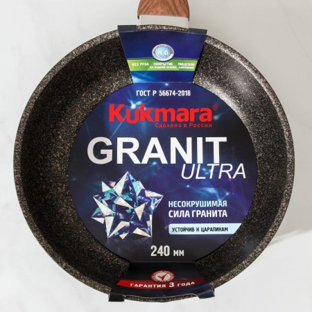 Granit Ultra Original pan, D = 24 cm, plastic handle, anti -stick coating, brown color-8