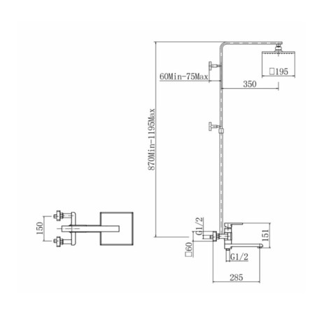 The shower system Fashun A2415, lever, pour 213 mm, tropical shower, chrome-1