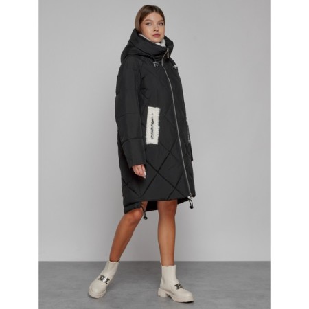 Coat insulated winter female, size 44, black color-2