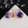 Earrings with rhinestones "Edel" circle, color bright blue in gold