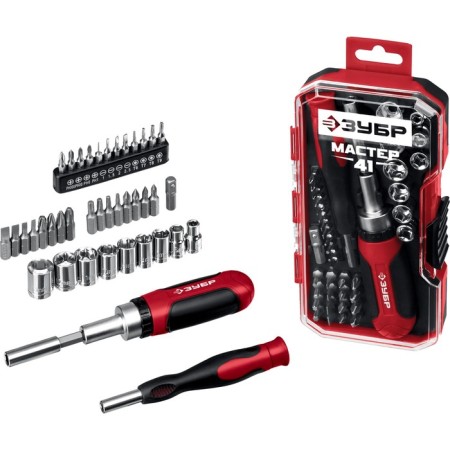 Reversible screwdriver bison 25042, with nozzles 41 pcs.-1
