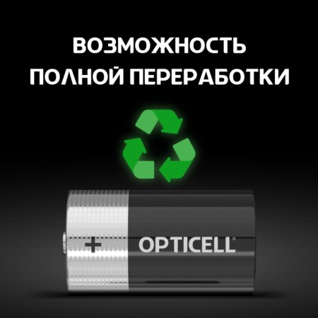 Alkalin battery Opticell, D, LR20-2BL, 1.5V, blister, 2 pcs-5