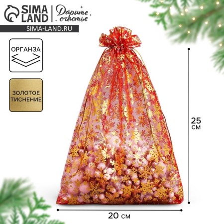 Bag gift organza "New Year's desires", 20 x 30 cm +/- 1.5 cm, New Year-2