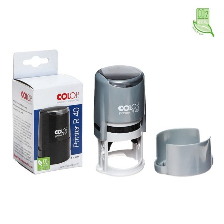 Equipment for round printing automatic Colop Printer R40, diameter 41.5 mm, with a lid, a silver case