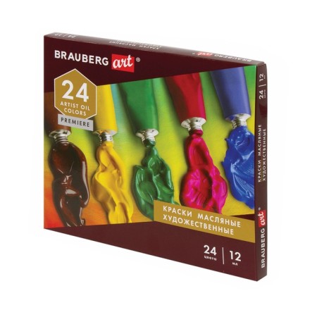 Oil art, set 24 colors x 12 ml, Brauberg Art Premiere