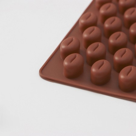 Form for marmalade Dolyan "Coffee beans", silicone, 18.5 × 11 × 1 cm, 55 cells (1.6 × 1.2 cm), brown color-3