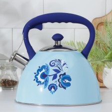 A kettle with a stainless steel whistle “Waxer”, 3 l, the color of the blue