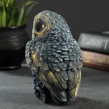Figure "Owl on the hemp" gray-blue 10x9x14.5cm-1