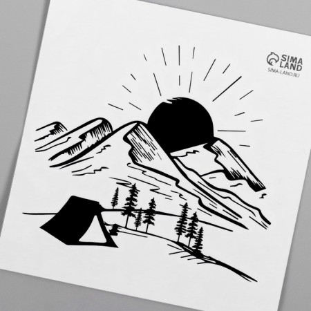 Tattoo on the body black "mountains" 6x6 cm-5