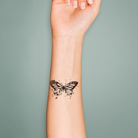 Tattoo on the body Black "Butterfly with Shards" 6x6 cm-2