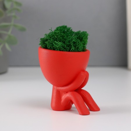 Kashpo concrete mini "Mr. Green" Kikazaru with moss red 5.5x6.5 cm (moss green stabil)-1