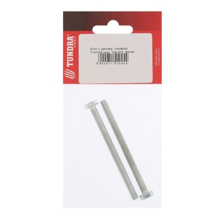Bolt "Tundra Krep", with a hexagonal head, galvanized, Din933, M6x80 mm, 2 pcs-4