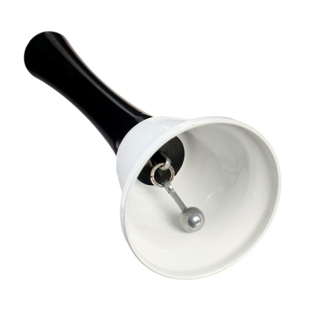 Metallic bell, desktop call "Funk", 12.5 x 5 cm, white-1