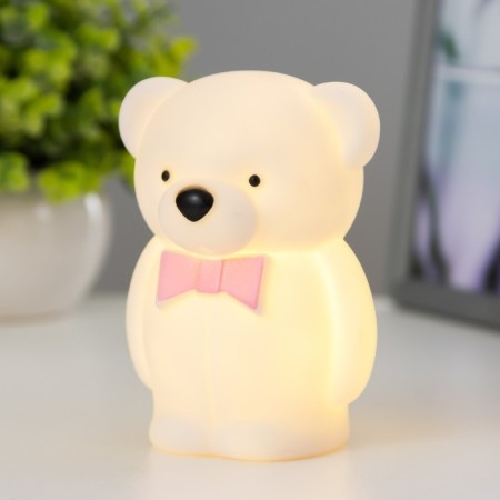 Nightmare "Bear with a bow" LED 2W from 3xlr44 batteries is white-pink 5.5x7.5x11 cm Risalux-1