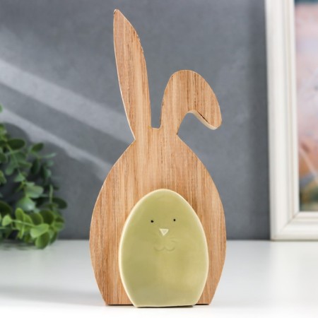 Souvenir tree, ceramics "Green Bunny" 15x3x7.4 cm