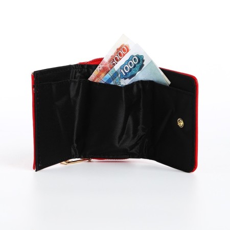 Women's wallet on the button, red color-5