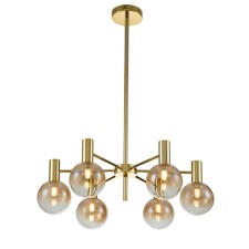 The lamp on the Indigo rod, 13015/6r Gold. 6x25W, G9, 630x530x222/1200 mm, amber color