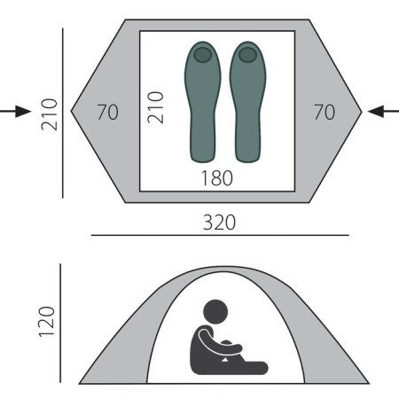 Btrace Malm 3 tent, two-layer, 3-seater, green color-3